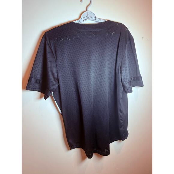Tom & Jerry Mesh Baseball Jersey Black Graphic Button Up Shirt Men’s Size L - Picture 5 of 5